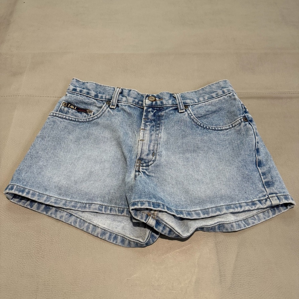 VTG Y2K L.E.I. Women 90s High Waist Denim Short Jort Micro‎ Light Wash-26-6748